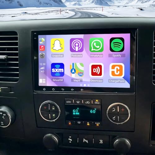 4+64G Car Radio Stereo Upgrade for Chevrolet Silverado 2500HD 2007-2012, Android 14 with 8 Inch Touch Screen/Backup Camera/Wireless CarPlay & Android Auto/GPS BT FM/RDS Mirror Link SWC+Backup Camera