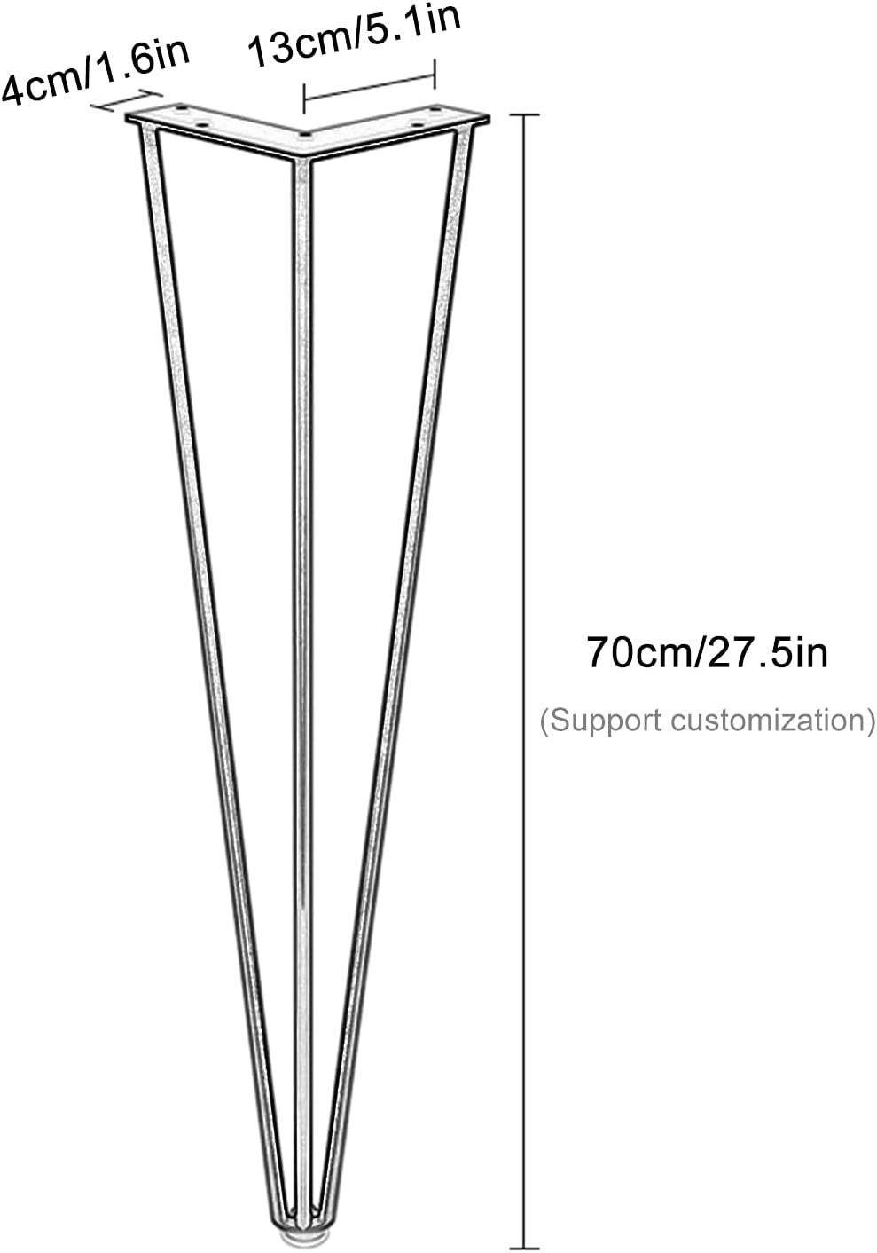 Modern Hairpin Table Legs, Industrial Metal Furniture Legs, 4 Pieces, Heavy Duty Steel Furniture Feet, for DIY Dining Tables, Coffee Tables, Bar Counters, Desks,Silver-70cm/27.5in