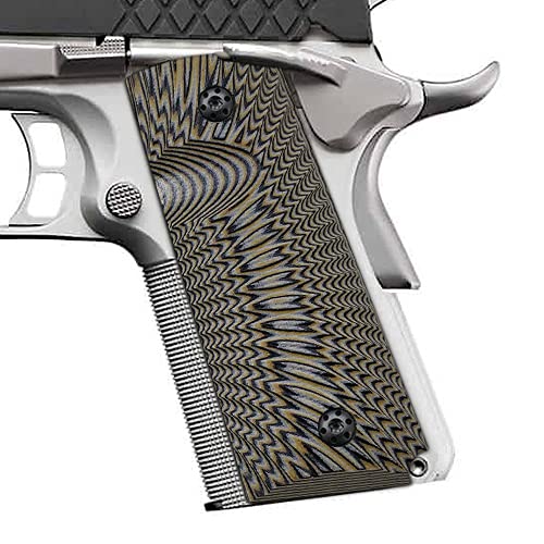 Cool Hand 1911 G10 Grips, Compact/Officer, Sunburst Texture, Brand, Coyote Color, H2-J6-24