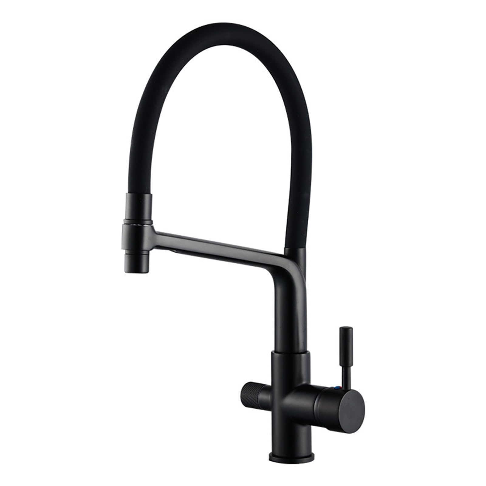 MXXQRHF Kitchen Faucet 3-Way Faucet 360°Swivel 3-in-1 Faucet Kitchen Brass Drinking Water Faucet, Black