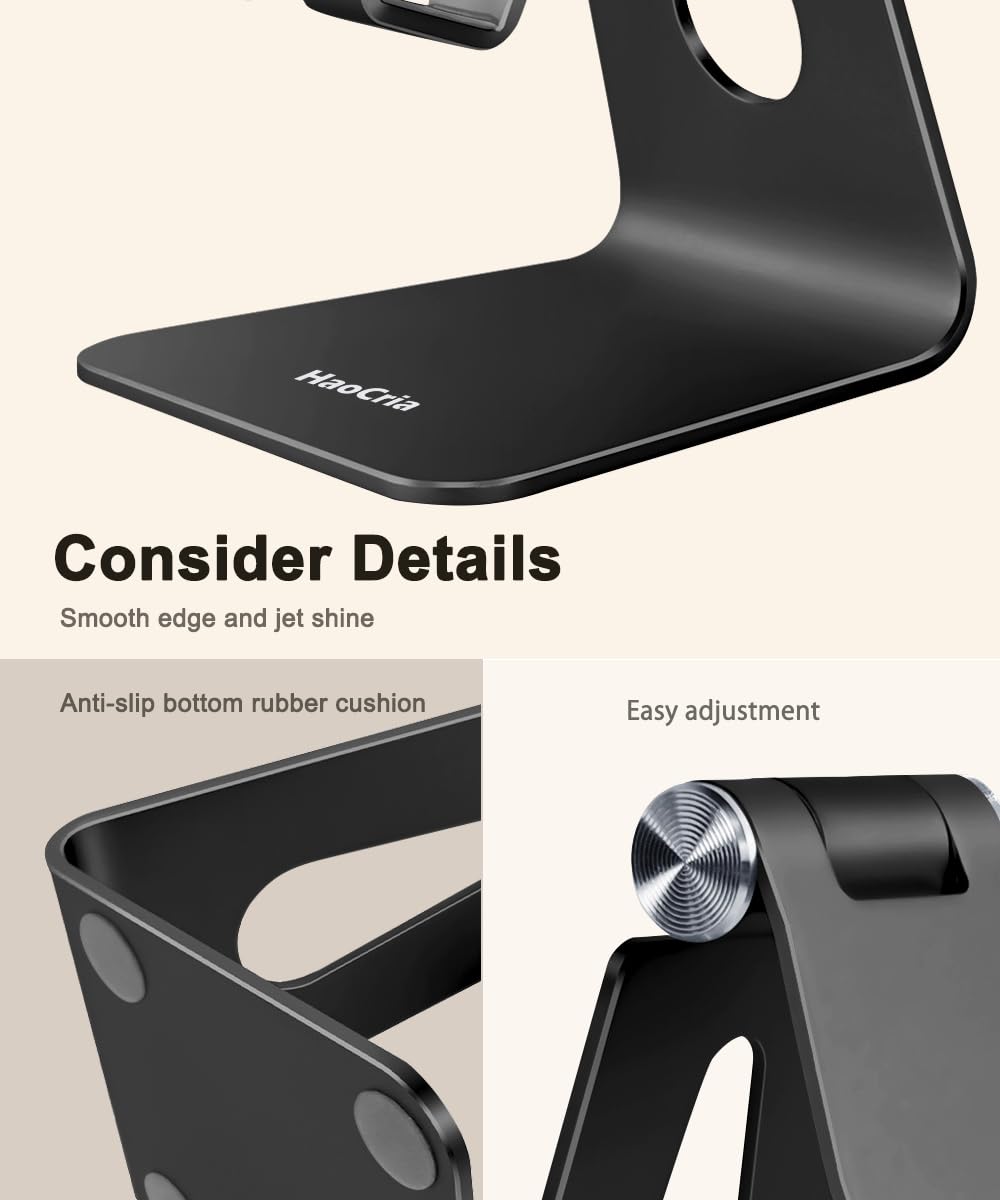 Soporte de teléfono celular para escritorio: soporte ajustable para teléfono, base, soporte de escritorio para iPhone 16, 15, 14, Plus, Pro, Pro Max, 13 12 x XS, teléfonos de 4 a 8 pulgadas,