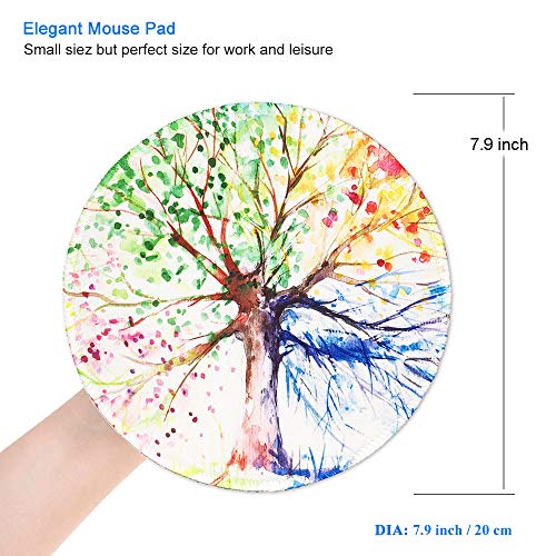Bosobo Mouse Pad, Personalized Round Mousepad, Small Mouse Mat With Designs, Customized Mouse Pad For Women Girls Office Dorm Computer Laptop Travel, 7.9 X 7.9 Inch (Tree Of Life Colorful) #TOP4