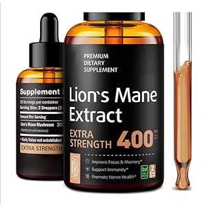 Improved Lions Mane Drops, Improve Bone Density, Memory & Sleep, Provide Energy, Anti-ageing, 12000mg per 60ml Bottle