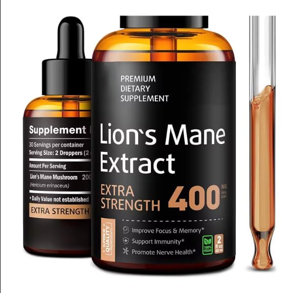 Improved Lions Mane Drops, Improve Bone Density, Memory & Sleep, Provide Energy, Anti-ageing, 12000mg per 60ml Bottle