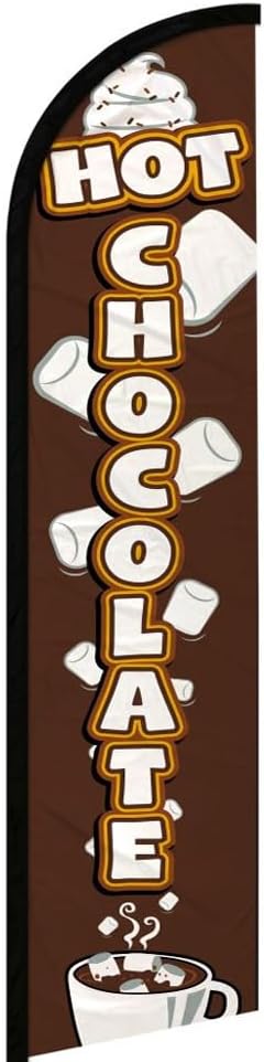 4 Less Co HOT CHOCOLATE Windless Swooper Flag Feather Banner Sign 2.5x11.5 Feet Tall (Flag Only) kf