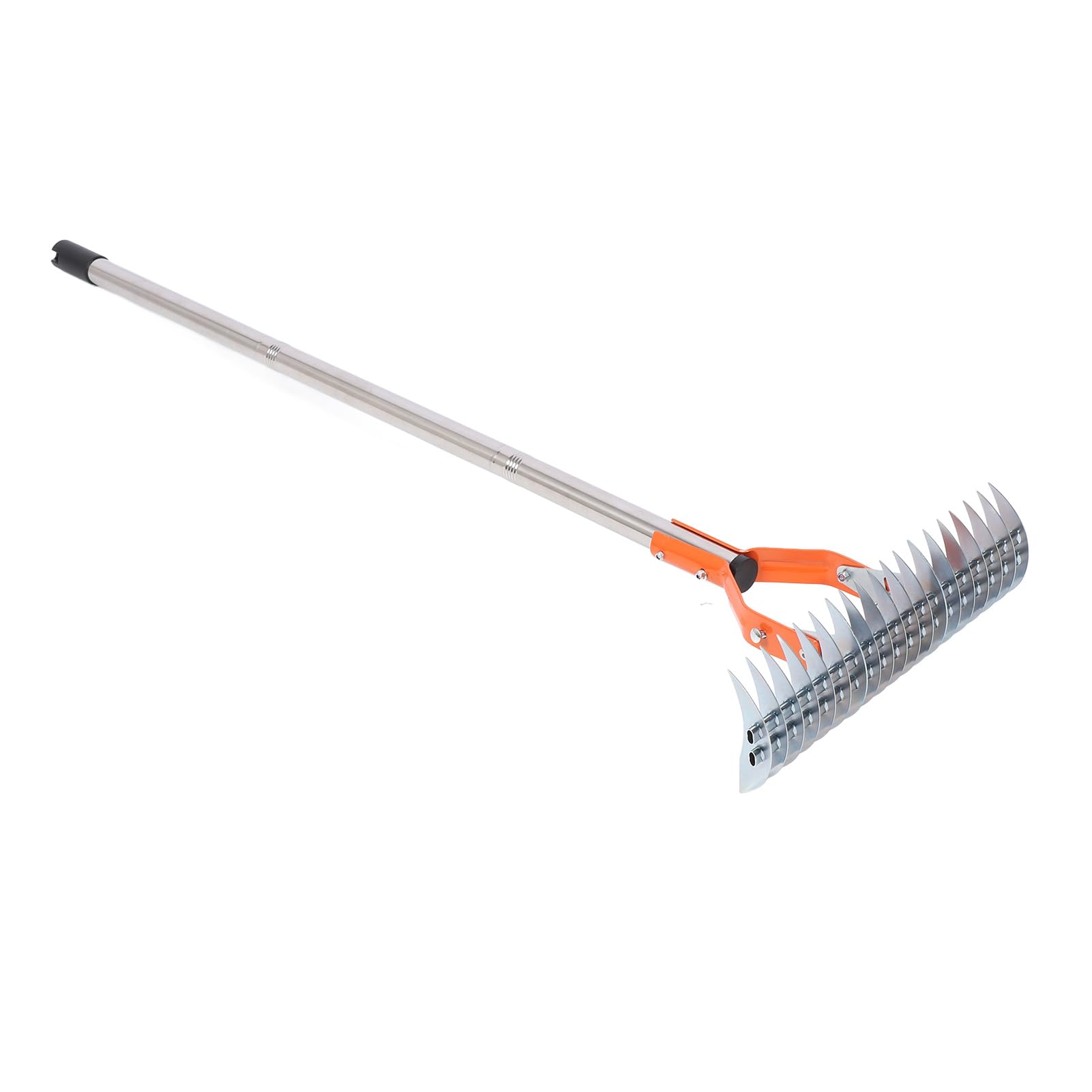 Rastrillo de Paja para Césped, Rastrillo de Paja para Suelo de Acero Al Carbono con Ajustable de 3 Secciones, Cabezal de 14,7 Pulgadas, Dientes de 5 Pulgadas, para el Cuidado del Césped,