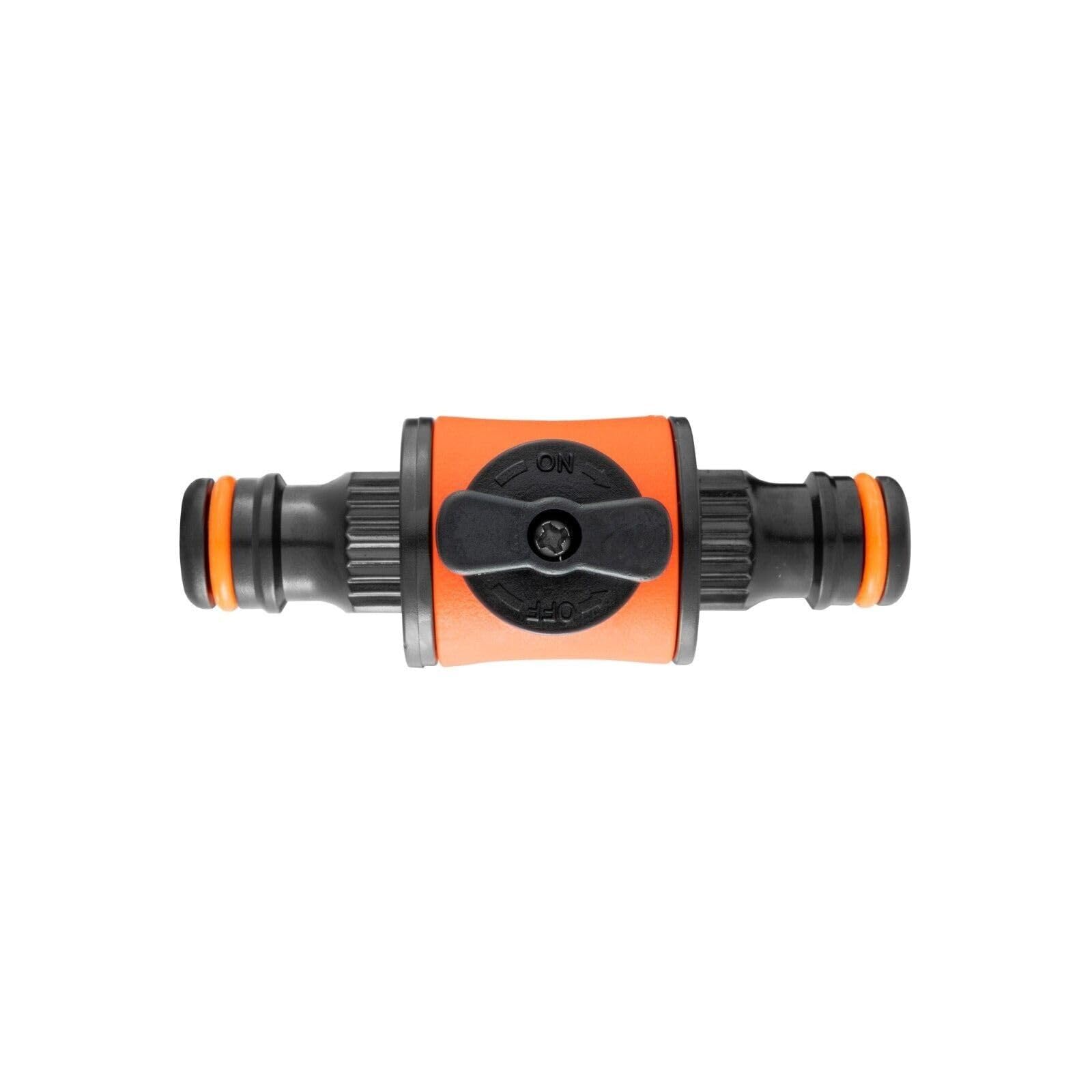 Garden Hose All Connectors Fittings Universal Standard Hozelock Compatible Black 3/4 inch 1/2 inch (in-Line Valve)