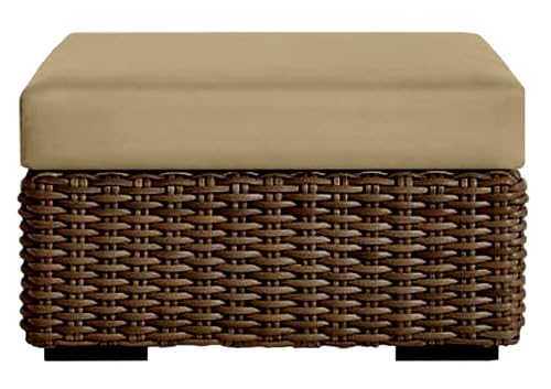 RSH DECOR: Foam Ottoman Cushion | 23\" x 20\" x 4\" | All-Weather Spun Fabric | Water-Resistant | Outdoor Replacement Cushion for Patio Furniture | Goldenrod Tan - Made in USA