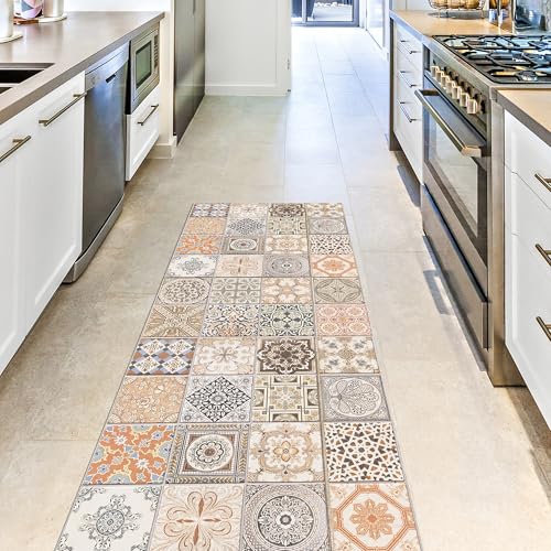CREARREDA Alfombra Vinílica Cocina y Baño Antideslizante Lavable, Diseño Italiano Moderno, Impermeable, Decorativa, Resistente, Fácil Limpieza, Antimanchas, Higiénica, Made in Italy