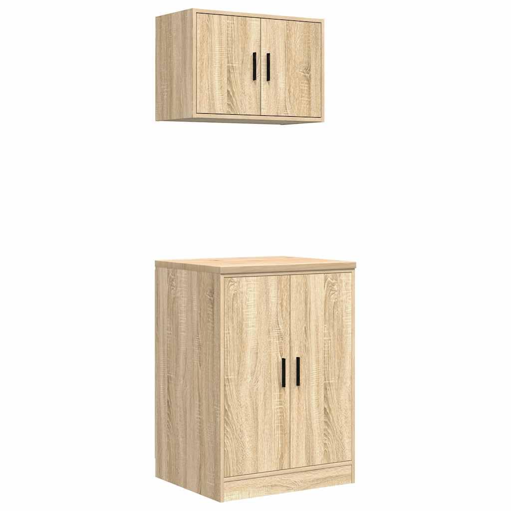 Générique Armoires de Garage 2 pcs chêne Sonoma Bois d'ingénierie,Entreprise & Industrie,Stockage Industriel,Armoires industrielles,3328307