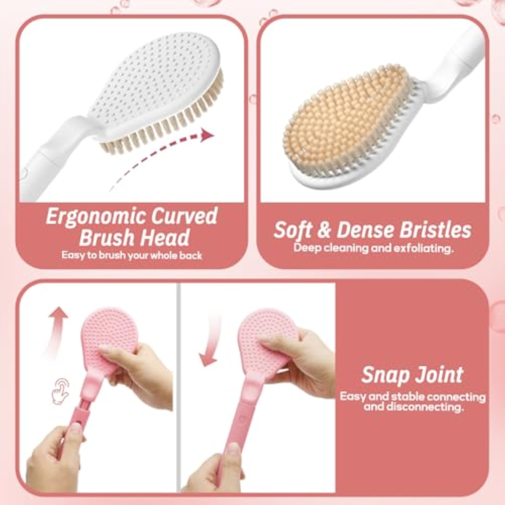 Detachable Long Handle Shower Back Scrubber