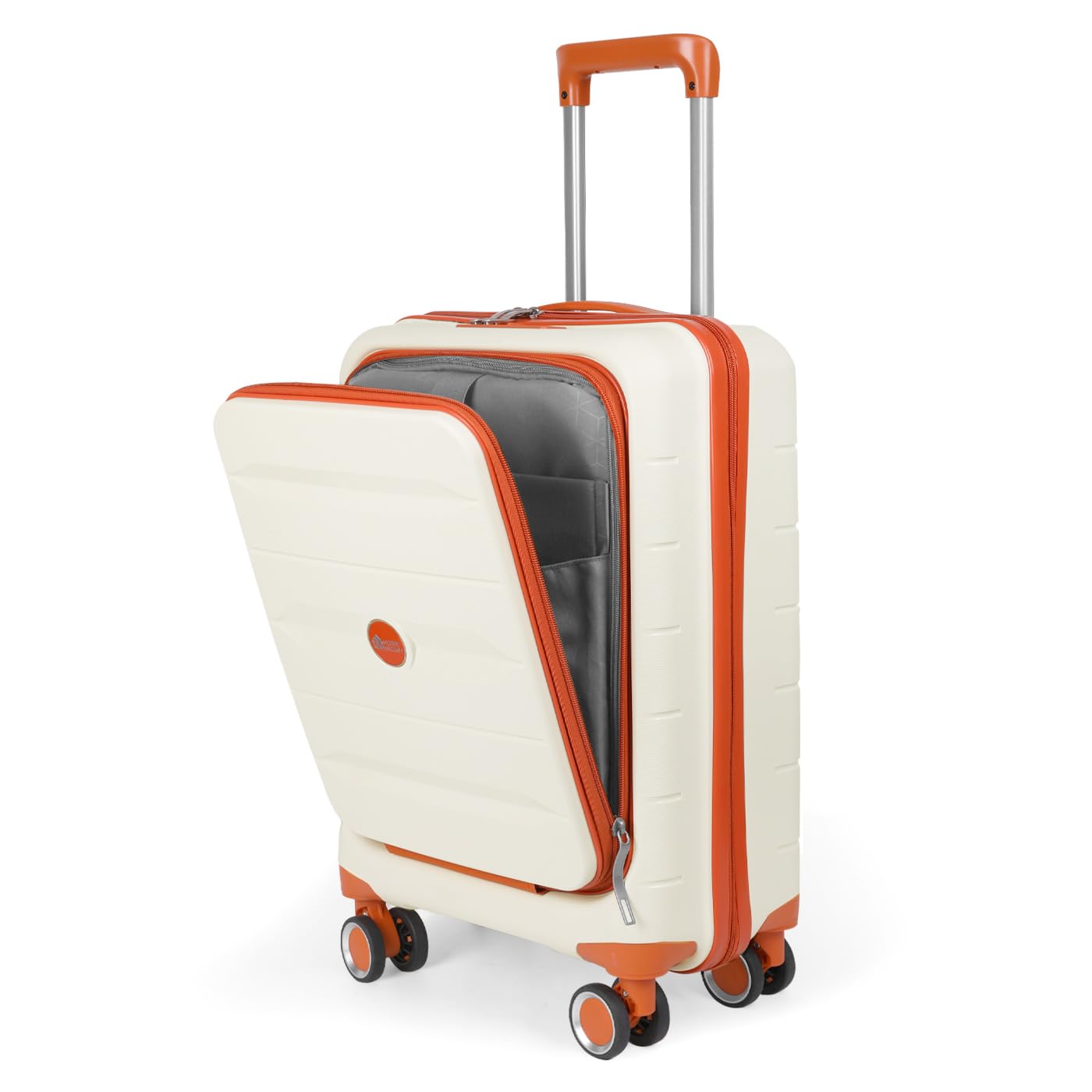 MERCURY TEXTIL- Maleta de Cabina 55x22x36cm de Polipropileno (PP), Equipaje de Mano Rígido con Cerradura TSA y Bolsillo Frontal, Maleta Funcional con 4 Ruedas Dobles 360º y Resistente. (Hueso)