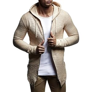 Leif Nelson Heren sweatjack met capuchon slim fit katoenaandeel basic mannen hoodie-cardigan lange mouwen jongens zwart…