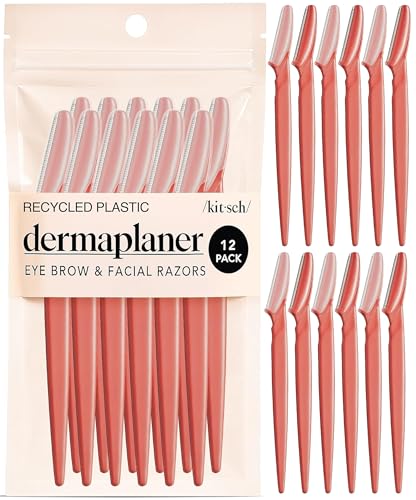 Kitsch Rasoir Dermaplane pour femmes et hommes – Rasoirs visage, tondeuse à sourcils et rasoir visage – Rasoir exfoliant et soin pour une peau plus lisse...