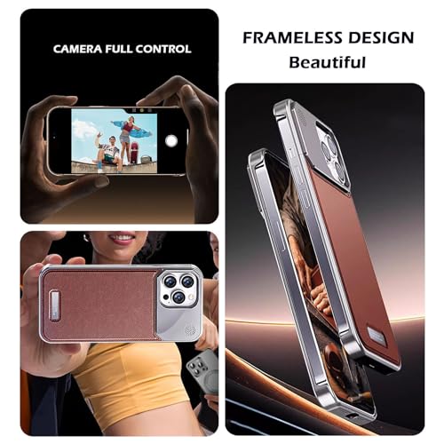 Coque iPhone 16 Pro Max en cuir luxe sans cadre gris élégant - 5