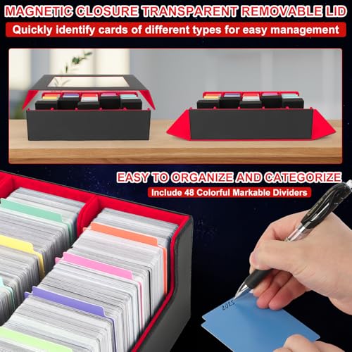 Image of AOBOPLE Trading Card Storage Box,3900+ Card Box Storage with 48 Dividers and 5 Foam Supporters PU Leather Magnetic Card Box for MTG TCG Magic and Sport Cards,Great Gift for Card Collectors