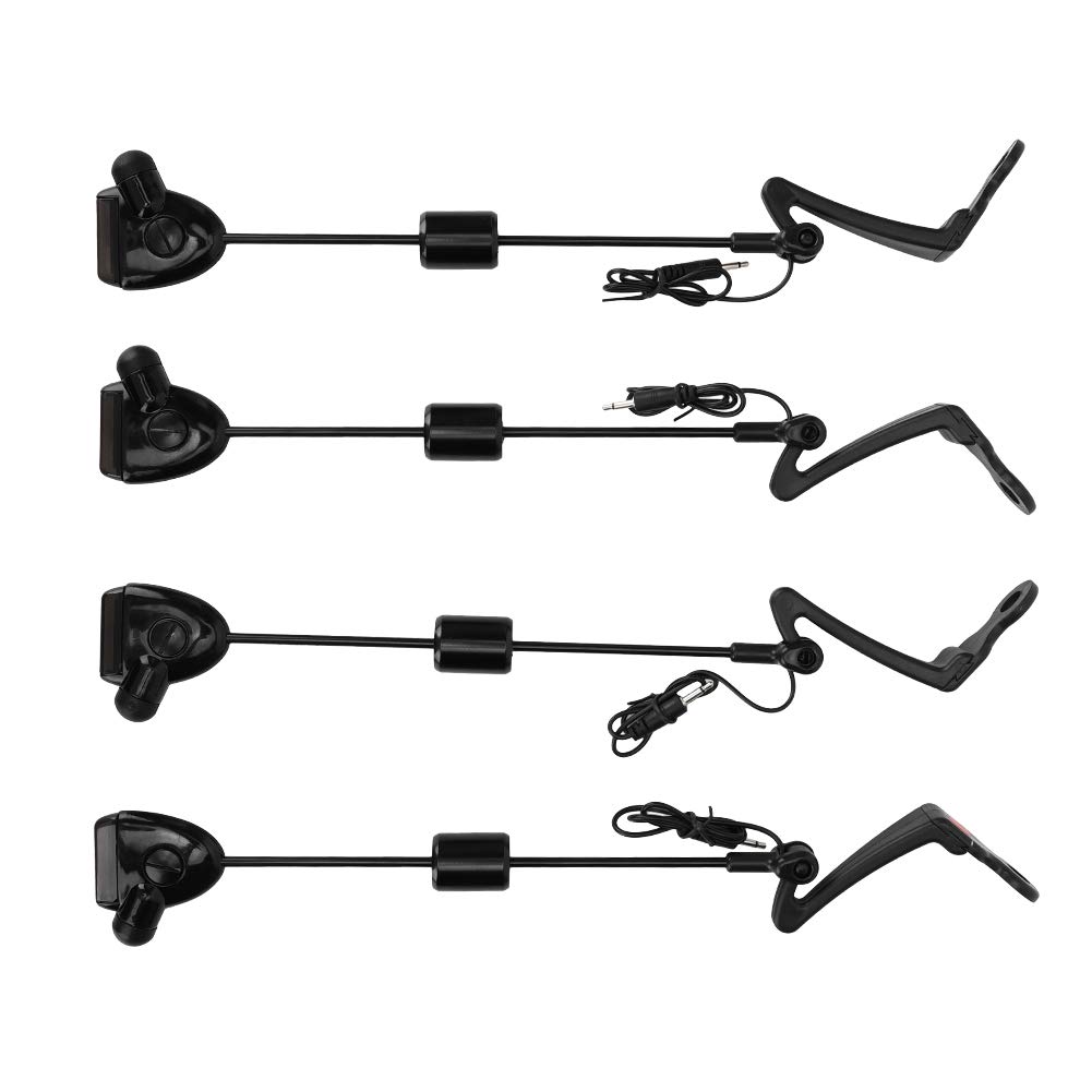Alarma De Picadura De Pesca, 4 Piezas De Plástico, Perchas De Alarma De Picadura De Pesca, Alerta De Luz Y Sonido, Indicador De Cadena Oscilante, Accesorio para Equipo De Peces para Atraer Peces