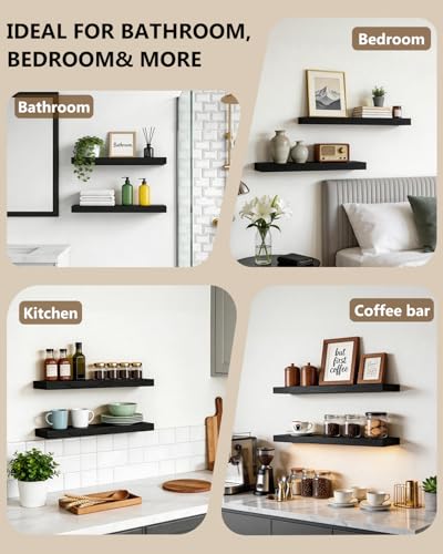Image of WALI Floating Shelves for Wall, 1 Tier Bathroom Storage Shelf Over Toilet, for Bedroom Bookshelf, Living Room Decor, Kitchen, Nursery, Laundry, Soundbar Floating Shelf Mount Under TV (CS101L), Black
