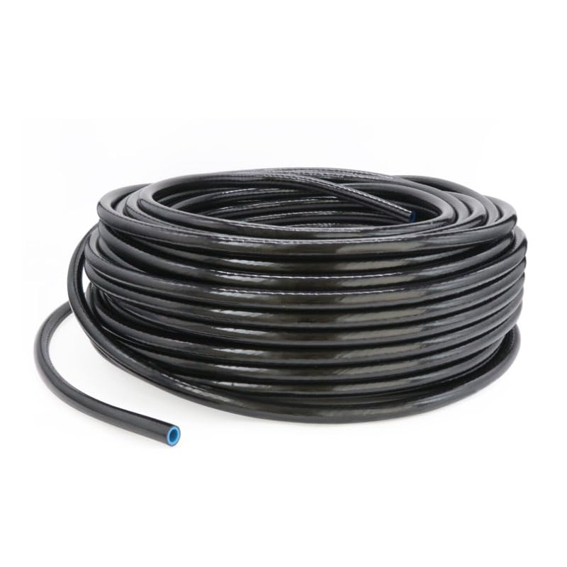 1Meter Black Double-Layer Resin Oil Pipe Wire-Clamping Tubing Fuel Pipeline Blue Core High Temperature Resistance Hose Tube ID 6mm~16mm(ID 8mm)