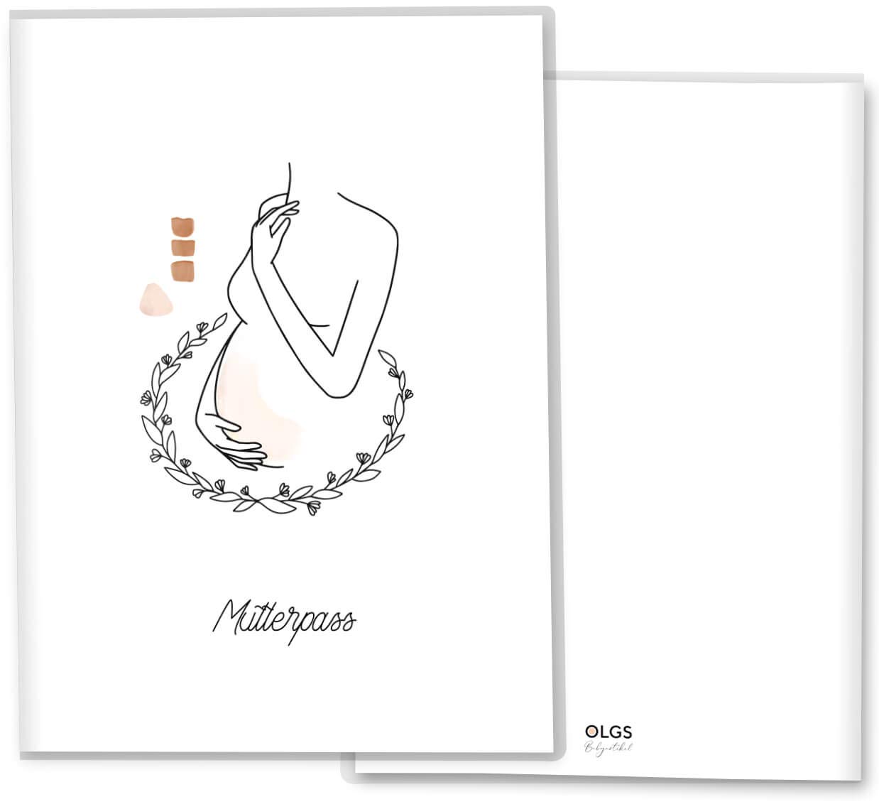 OLGS 3-teilige Mutterpasshülle Modern Lineart | Schwangerschaft Geschenkidee für den Mutterpass | Für werdende Mütter mit Fach für Ultraschallbilder (Schutzhülle ohne Personalisierung, Faith)