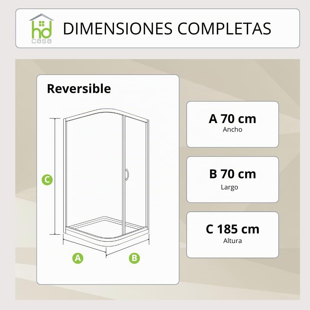 HD CASA Mampara de Ducha Plegable de PVC Modelo Paola, Hoja Única Reversible y Reducible, Apertura Lateral con Perfiles Blancos, Cabina de Ducha Angular Ahorraespacio Made in Italy Moderna