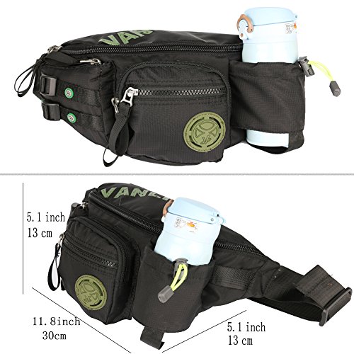 Fanny Pack, Sling Bag, Larswon Waist Pack With Bottle Holder, Running Bag Hiking Waist Bag Black #TOP2