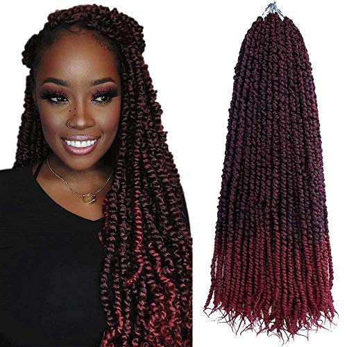Pre Twisted Passion Twist Crochet Hair Pre Looped Pretwisted Fluffy Passion Twists Braiding Crochet Hair 6 Packs/Lot Bomb Twists Synthetic Ombre Crochet Braids Hair Extension (20 Inch, 1B/BUG#)