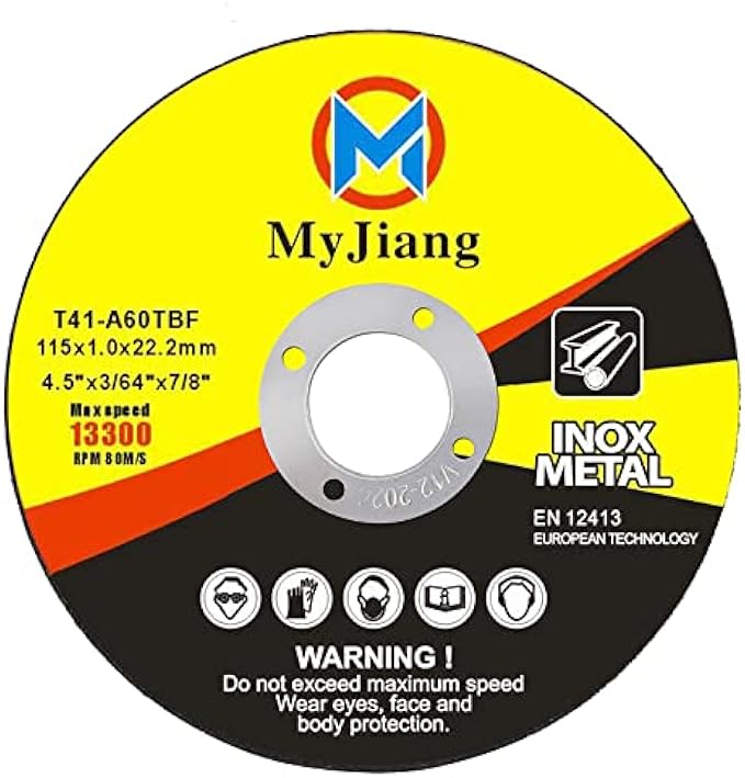 12 Pack MyJiang Stainless Steel Cut Off Wheels, 4-1/2-Inch Thin Metal Cutting Discs, Power Angle Grinder Cutting Wheels, Cutoff Wheels, Cutoff Discs, Cut Off Discs