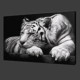 GOUPSKY New Modern Wildlife Wall Painting Animal Black and White Tiger Poster Paint on Canvas Prints Home Decorative Art Picture (16x20inchx1pcs(40x50cmx1pcs))