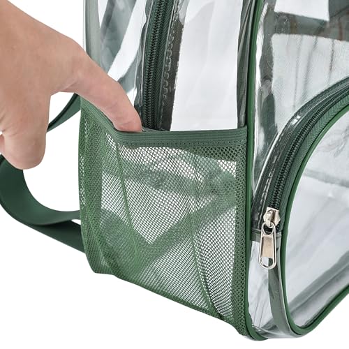 Image of Busiuw Forest Green Clear Backpack 12x12x6 with Front Pocket for Concert Sport Fashion Women Backpack Events Work Travel