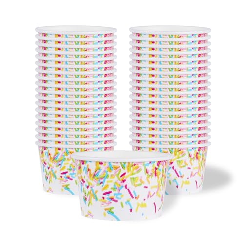 Image of Coppetta 8 Ounce Dessert Cups, 200 Greaseproof Ice Cream Cups - Lids Sold Separately, For Hot And Cold Foods, White Paper Yogurt Bowls, Party Sprinkle Design, Disposable, Sturdy - Restaurantware