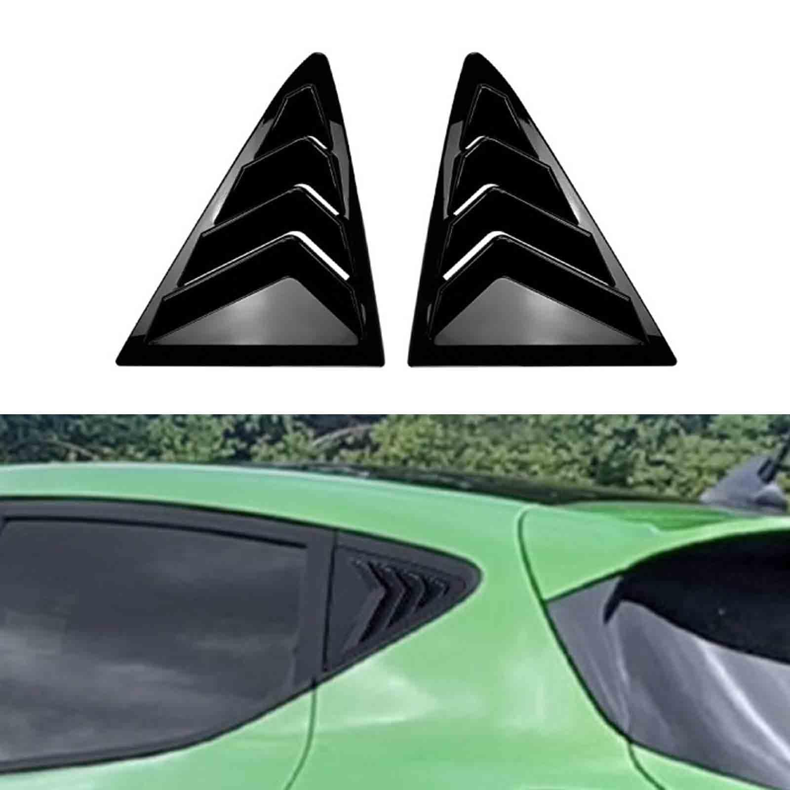 YPFYBHD Rear Window Louver Shutter, Compatible with Ford Fiesta MK8 2018+, 2Pcs Triangle Blinds, Side Vent Panel Decoration Cover,Black