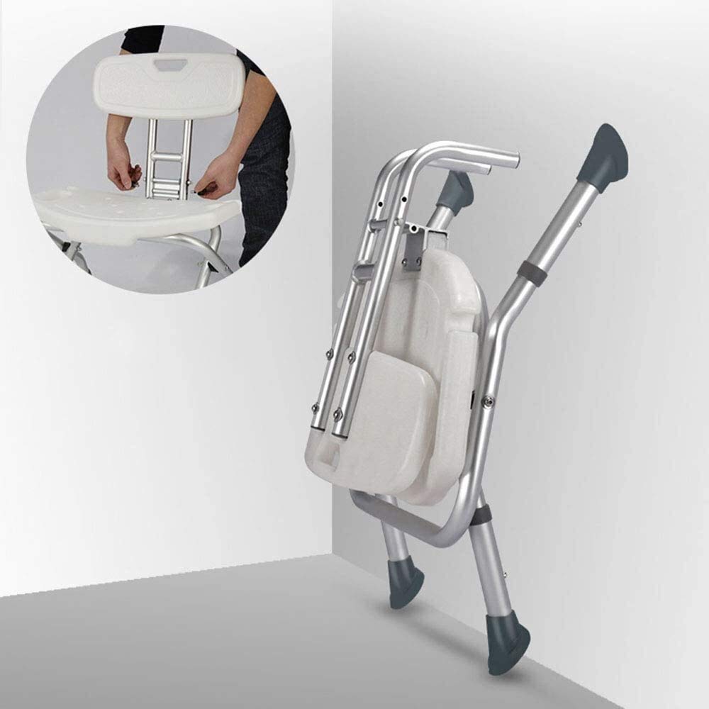 Silla de Ducha Ajustable en Altura, Seguridad Antideslizante con Brazos y Respaldo Elevado El Taburete de Ducha portátil para bañera, Auxiliar de Ducha Plegable para Personas Mayores de Edad