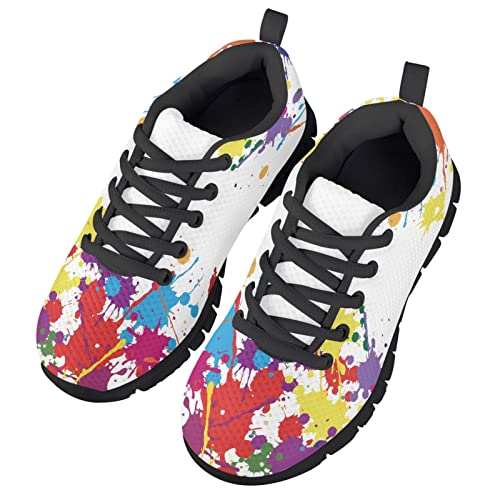 Yzaoxia Girls Sneakers Lace Up Black Sole Shoes Kids Running Tennis Shoes Lightweight Casual Walking Shoes Comfy Athletic Shoes Size 11-53