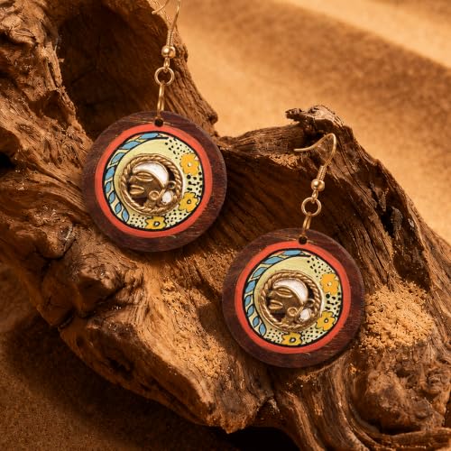 Image of Handcrafted Tribal Wooden Earrings Collection for Women - Butterfly, Princess & Modern Geometric Statement Designs