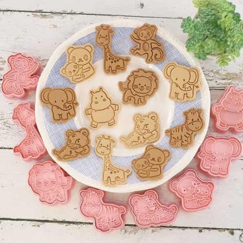 Crethink Animal Cookie Cutter Set,8Pcs Plastic Biscuit Cutter Set