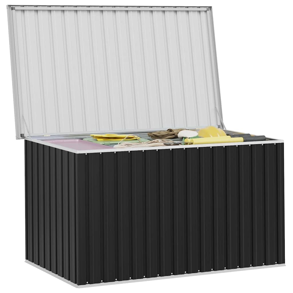Scatola portaoggetti da giardino, antracite, 171 x 99 x 93 cm, in metallo zincato, per cuscini, coperte e attrezzi, elegante soluzione per terrazza e cortile