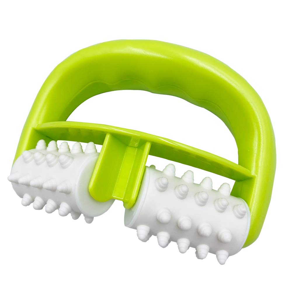 Masaje de celulitis, masaje manual con rodillo con mango de masaje de dos ruedas, relaja los músculos para aliviar el estrés, aumenta la circulación sanguínea, se aplica al brazo/hombro/pierna/espalda