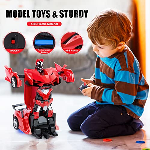 Subao Remote Control Car For Kids, 360°Rotating Rc Deformation Robot Cars Toy With Led Light, Transform Toys Racing Car Age 4-7 8-12 For Boys Girls, Children Birthday Gifts (Red) #TOP3