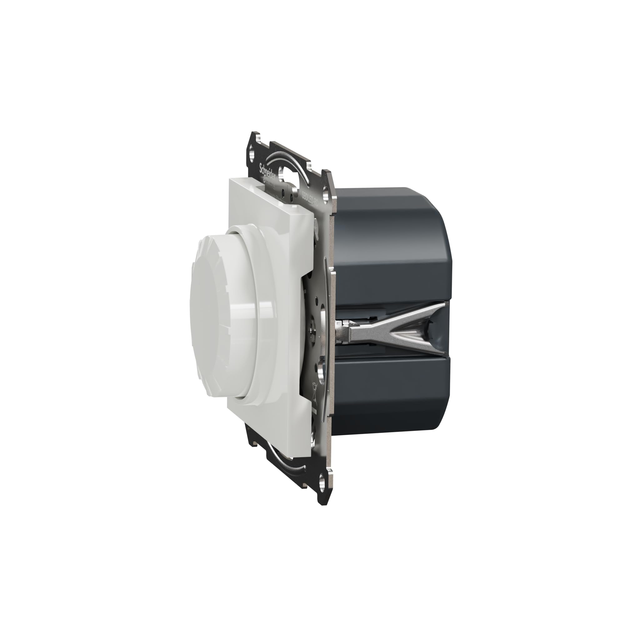 Schneider Electric Asfora EPH6870121D Variateur d'intensité rotatif pour lampes LED halogènes 230 V, 0-370 W, encastré, coupure de phase, blanc