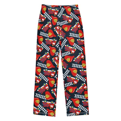 Fire Rescue Boys Long Pants Soft Trousers Elastic Waist Kids Lounge Bottoms with Pockets S-XL
