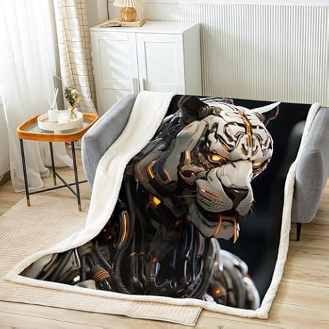 Manfei Mechanical Leopard Fleece Blanket Cover