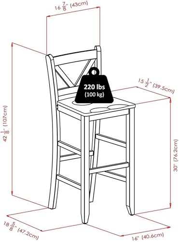 Miniatura 3 de Winsome Kingsgate, 33.86 pulgadas de ancho x 33.86 pulgadas de profundidad x 38.9 pulgadas de alto, nogal