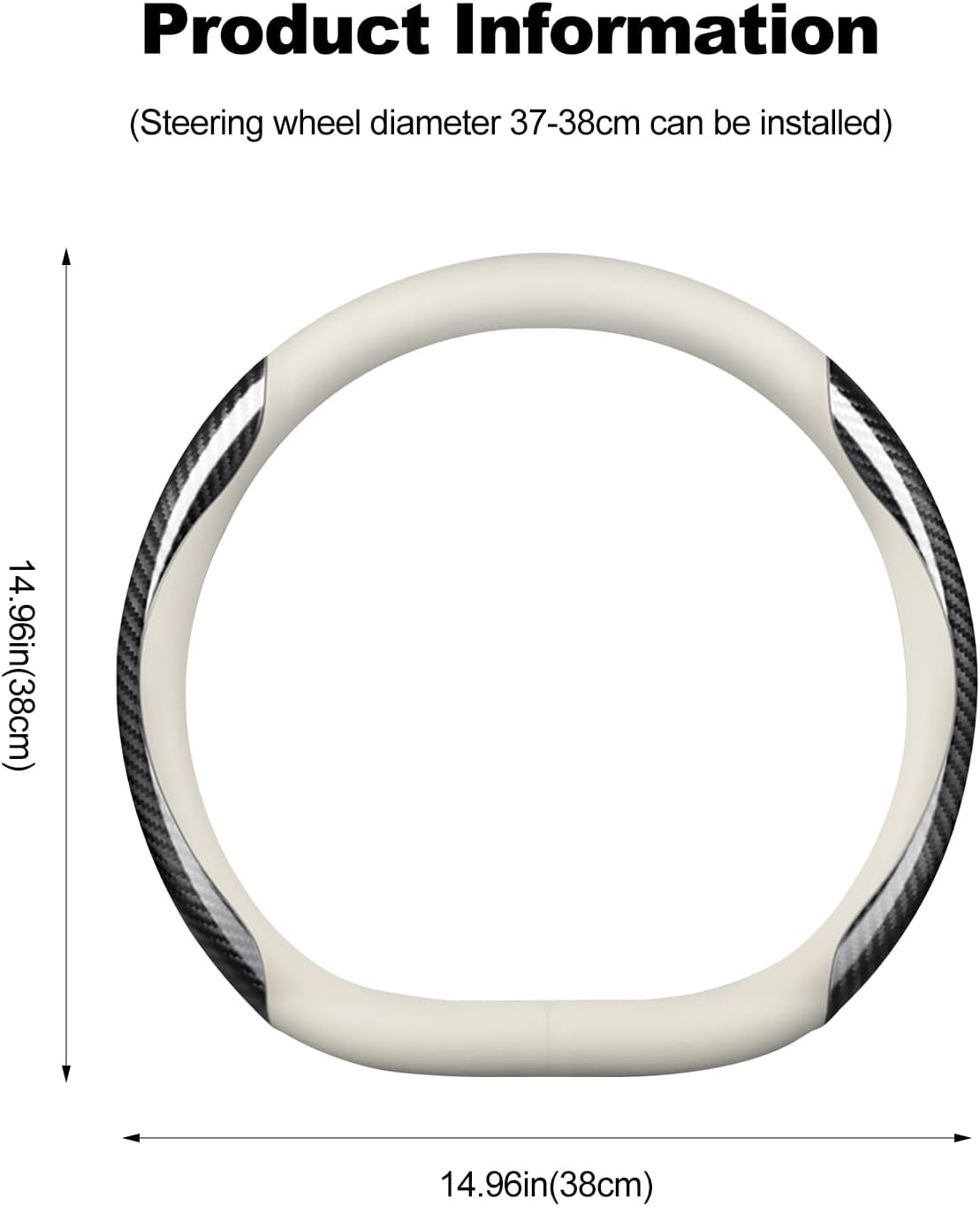 Ergocar Steering Wheel Covers, D-Type Carbon Fiber Leather Steering Wheel Cover Anti-Slip Mesh Lining Suitable for 38cm/15inch Steering Wheel