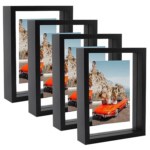 Trwcrt 4x6 Picture Frame 4 Pack, Double Glass Floating Picture