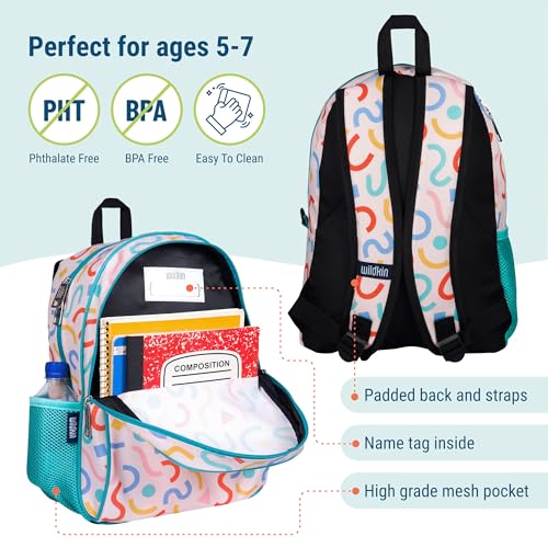 Image of Wildkin 15 Inch Backpack for Kids, Confetti Peach | Ages 5-10, padded straps, side water bottle pocket - coordinates with matching Wildkin lunch boxes