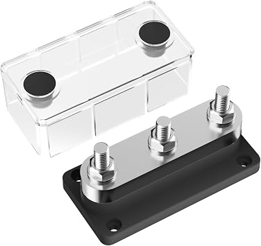 Iztoss 600A Bus Bar 3/8" Heavy Duty High Current Power Distribution Block 48V 3X M10 Module Design Terminal Studs Battery Junction Block for Battery Marine RV TruckBlack