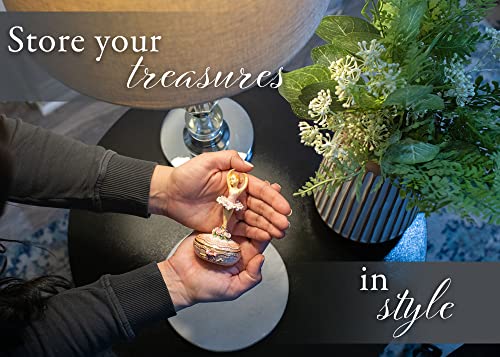 Cottage Garden Hand Painted Metal Enamel Hinged Trinket Box Ornamental Mini Jewelry Ring Earring Organizer Vintage Collectible Figurine Keepsake Box With Bejeweled Crystals, Floral Pink Ballerina #TOP6