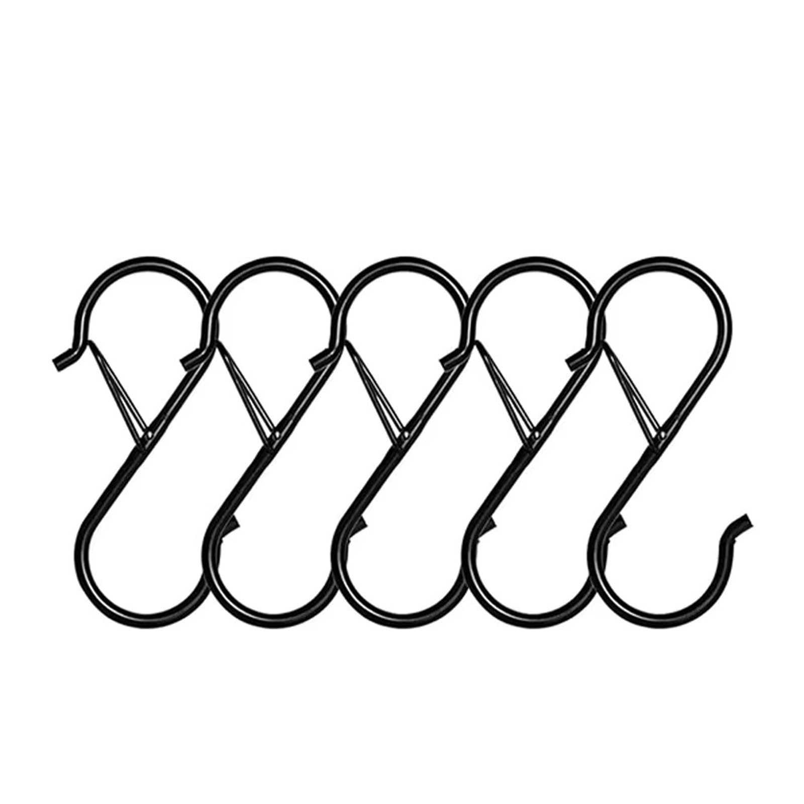 Shower Curtain Hooks Anti Falling Spring Stainless Steel S-hook Non Drilling Multifunctional Hanger For Wardrobes Kitchens Bathrooms Curtains For the bathroom(5pcs)