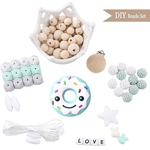 Mommy love baby Silicone Teether Jouet Perle en silicone DIY Artisanat Ensemble Clips de sucette Naturel Collier Pendentif Bracelet Fabriqué Accessoires Attache sucette